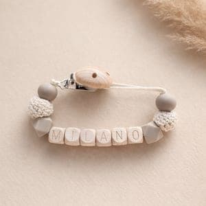 SPEENKOORD MET NAAM - NATUREL BEIGE WIT